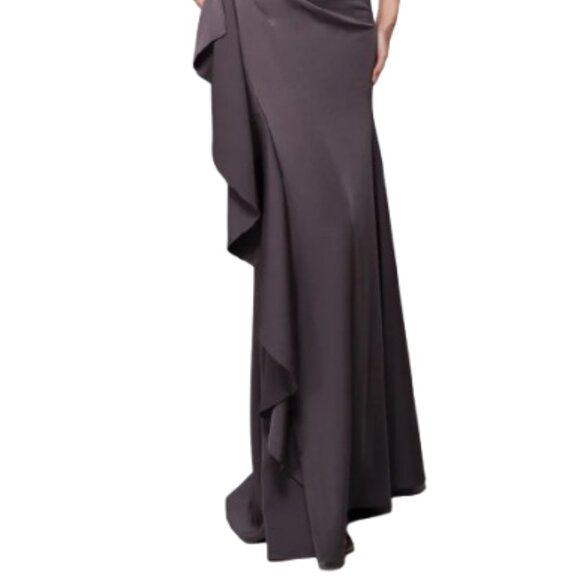 NWT Alyce Paris 27624 Stretch Crepe Formal Gown Charcoal Size 8 - Picture 2 of 6